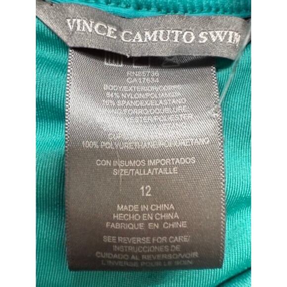NEW Vince Camuto Wrap One Piece Swimsuit - Jet Set Solids-Riviera Teal Sz 12 - Picture 3 of 4